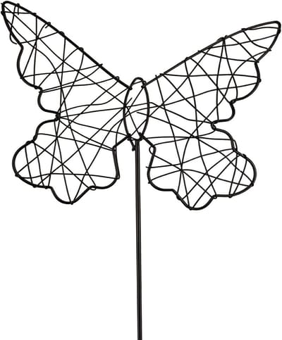 Decoratieve Vlinder van Metaal - Zwarte Tuinsteker 45 cm voor Tuin, Terras en Bloempot