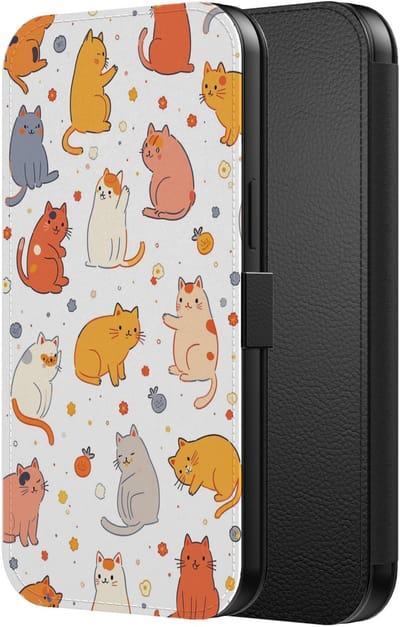Smartphonica Telefoonhoesje Geschikt voor iPhone 13 Pro Max Kunstleren Bookcase Hoesje met Magnetisch Lipje en Pasjeshouder met Katten Opdruk geschikt voor iPhone 13 Pro Max