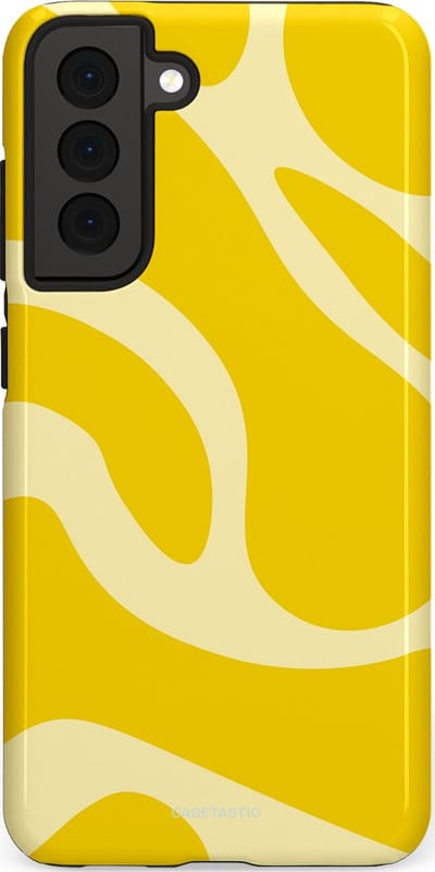 Casetastic Hoesje Geschikt voor Samsung S21 FE - Stijlvolle Beschermende Duo-layer Case - Citroen Gele Zonnestraal