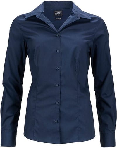 James and Nicholson Dames/dames Longsleeve Business Shirt (Marine)