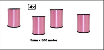 4x Krullint baby roze 5mm x 500m - krullint kerst thema feest decoratie kado gold verjaardag
