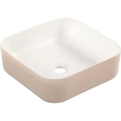 Differnz Waskom Nila - Keramiek - Vierkant - Beige/wit - 42x42x17cm