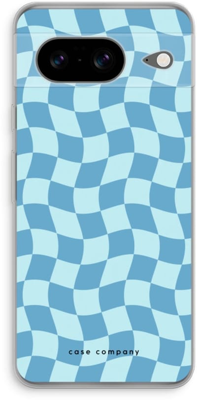 Case Company® - Hoesje geschikt voor Google Pixel 8 hoesje - Grid Blauw - Soft Cover Telefoonhoesje - Bescherming aan alle Kanten en Schermrand