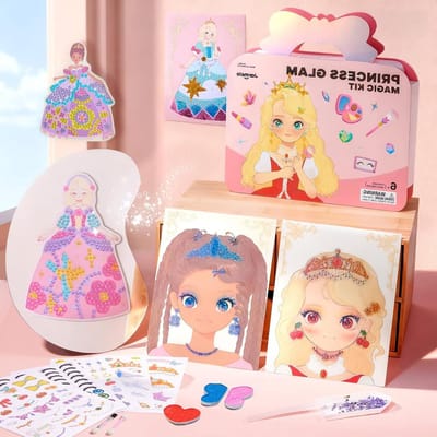 Prinsessen Knutselsets - Creatieve Sets - Meisjes Verfraaien - Vier Verschillende Activiteiten - 39 x 27 cm - Roze