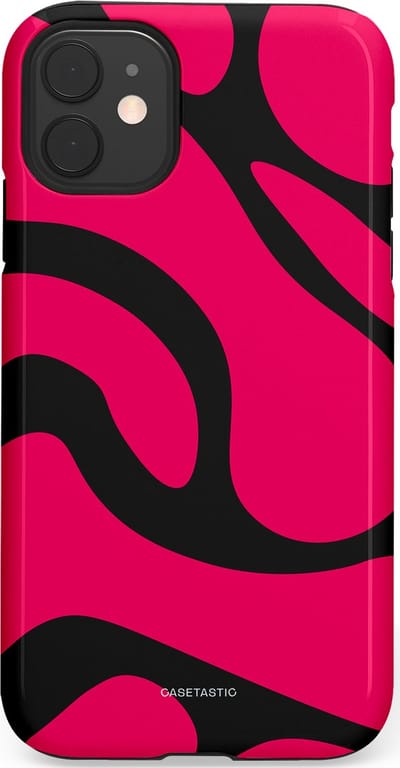 Casetastic hoesje geschikt voor Apple iPhone 11 - Dubbellaagse bescherming - Zwart Roze Mamba Golven - Fashion Case - Roze Zwart