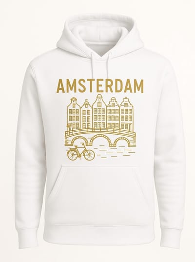 Hoodie Fiets Amsterdam - Wit - M