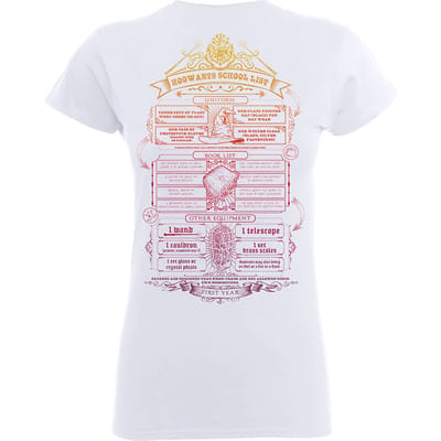 Harry Potter Hogwarts School List Dames T-shirt - Wit - M