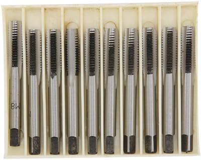 Dailygoods- Tapset M8 - Rechte Fluitkranen - Koolstofstaal - Slijtvast - Industrieel - 5 Conische Tappen - Schroefdraadset