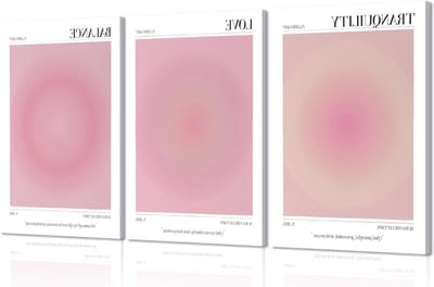 Canvas Muurkunst Set - Esthetische Posters Prints - Woonkamer Decoratie - Gradiënt Abstract Patroon - 16x24 inch - Roze