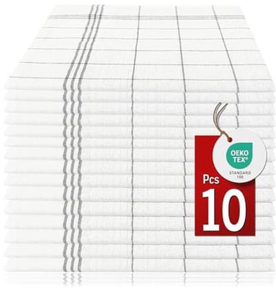 Set van 10 Theedoeken van 100% Katoen - Super Absorberend en Oeko-Tex Gecertificeerd - Hanger Keukenhanddoeken 50x70 cm