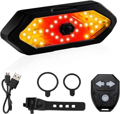 Fietsachterlicht met richtingaanwijzer, USB oplaadbare draadloze afstandsbediening, 5 standen