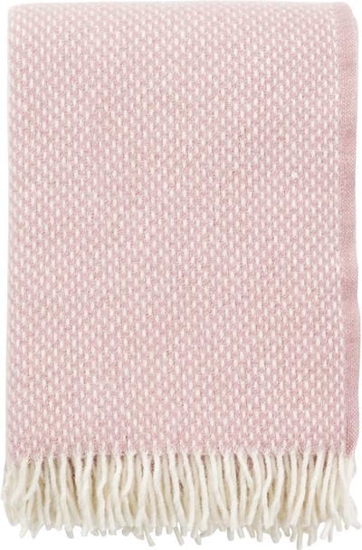 Klippan Preppy - Plaid - Wol - Woondeken - Zacht-Roze Wolwit - Misty rose - 130cm x 200cm - Eco wol - 100% zachte wol - Wasbaar