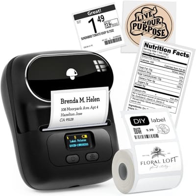 VIN® Draadloze Bonprinter – Kassabonprinter – Labelprinter – Kassa Printer – Verzendlabel Printer – Bon Printer – Bluetooth voor Iphone en Android – met 1 Etiketrol