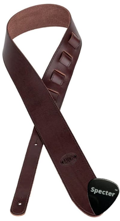 Gaucho GST-941 Gitaarband – Europees rundleer – 6 cm – Bruin – incl. Specter plectrum