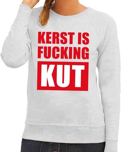 Foute kersttrui / sweater Kerst Is Fucking Kut grijs voor dames - Kersttruien XS