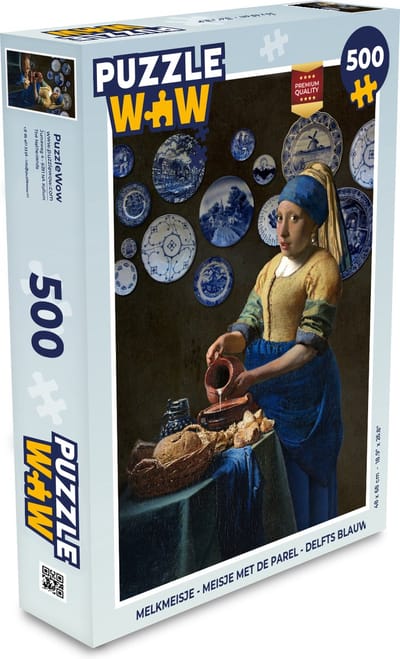 Puzzel Melkmeisje - Meisje met de parel - Delfts Blauw - Legpuzzel - Puzzel 500 stukjes