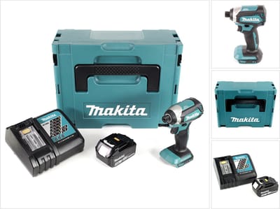 Makita DTD 153 RF1J 18 V accu borstelloze slagmoersleutel in Makpac + 1x 3,0 Ah Li-Ion accu + 1x oplader