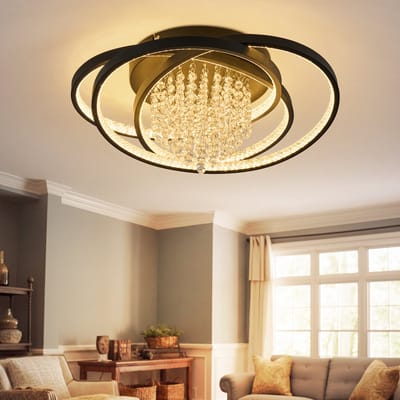 NETTLIFE - Zwarte LED plafondlamp - Modern glazen plafondverlichting - 40W 3000K warmwit - Voor keuken woonkamer slaapkamer kantoor gang