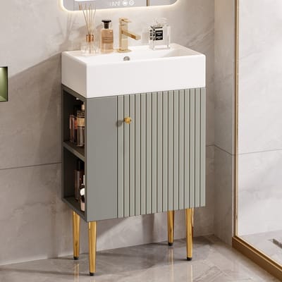 Badkamermeubel - 55 cm - voor Gastentoilet - Compact en Modern Design - MDF - Lichtgrijs
