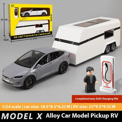 1:24 Model Y Model X Model S Trailer Rv Legering Diecast Metaal Auto Model Gesimuleerd Speelgoed Voertuig Collecties Hobby Verjaardagscadeaus Jongen