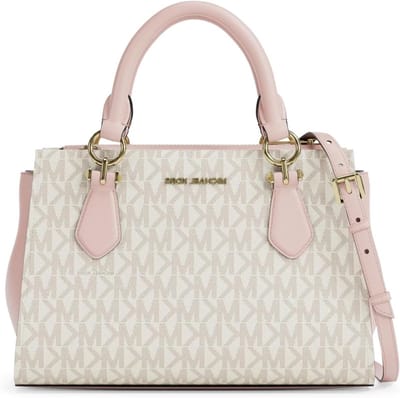 Crossbody Tas - Schoudertas Dames - Dagelijks Gebruik - Logo Print Canvas - 23 x 11 x 16 cm - Poederroze
