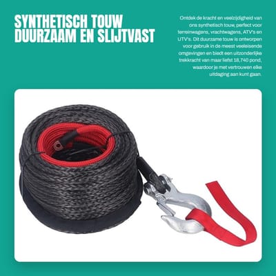 Dailygoods- Synthetisch Touw 10 mm x 30 m - Duurzaam Kunststof - Sleepkabel 5000 kg - Trekkracht 18,740 Pond - Slijtvast - Veilig in Gebruik