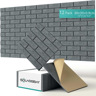 Akoestische Platen - Geluidsisolatie Panelen - Ruimte Behandeling - Zelfklevend Hoge Dichtheid - 30x30x0.9cm 12 Stuks - Donkergrijs