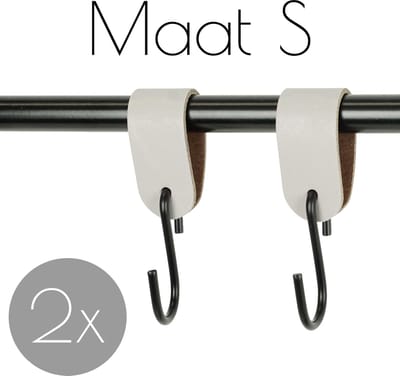 2x Leren S-haak hangers - Handles and more® | LICHTGRIJS - maat S (Leren S-haken - S haken - handdoekkaakje - kapstokhaak - ophanghaken)