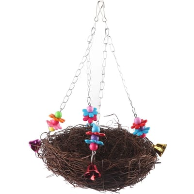 Vogelnest Hangende Kooi Hut Tent Bed Vogel Papegaai Speelgoed Vogelnest Papegaai Stro Nest Kooien gray