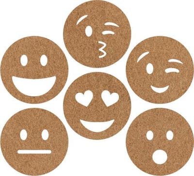 Smileys vilt onderzetters - Lichtbruin - 6 stuks - ø 9,5 cm - Tafeldecoratie - Glas onderzetter - Cadeau - Woondecoratie - Tafelbescherming - Onderzetters voor glazen - Keukenbenodigdheden - Woonaccessoires - Tafelaccessoires