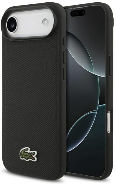 Lacoste Iconic Petit Pique Woven Logo MagSafe Hoesje voor iPhone Air Zwart