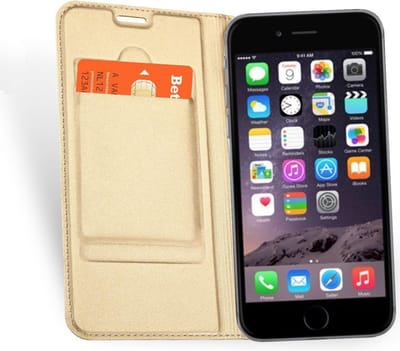 Hoesje geschikt voor Apple iPhone 6 / 6s - Kunstlederen Wallet Hoesje Goud - 360 Graden Beschermend Telefoonhoesje