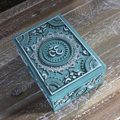 Decoratieve Doos - Opbergdoosje - Sieraden Opbergen - Mandala Ohm Design - 5.25 Kubieke Inch - Multicolor