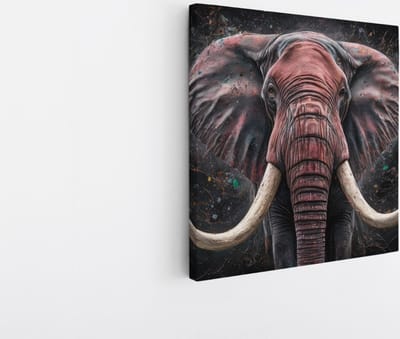 Saammp Canvas Schilderij -Olifant - Portret - Dieren - 20x20 - Foto op canvas - Wanddecoratie - muurdecoratie Woonkamer - Slaapkamer decoratie - Canvas Print