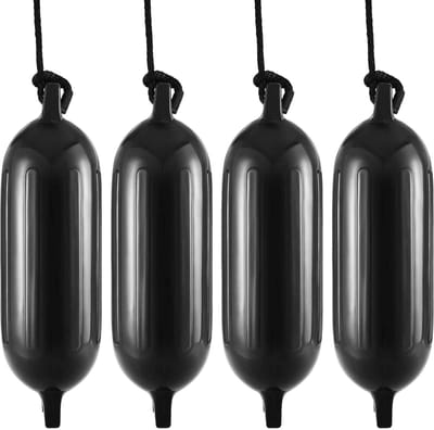CORE Stootwil - Boegbeschermerset - Opblaasbare boot spatborden - Met luchtpomp en draagtas - 4 Stuks - 14x14x50cm - Zwart