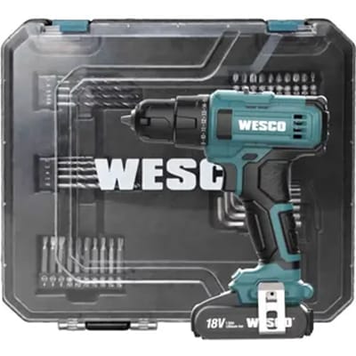 Wesco Accuboormachine/schroefmachine – 18 V – Set Met 50 Accessoires – 2 Lithium-ion Batterijen – Snellader – Stevige Koffer – Complete Doe-het-zelf Kit