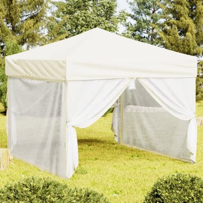 vidaXL - Partytent - inklapbaar - met - zijwanden - 3x3 - m - crèmekleurig