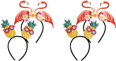 4 Stuks Hawaïaanse Hoofdband voor Cosplay en Themafeesten - Haaraccessoires met Flamingo en Kokosnootboom Decoratie, Perfect voor Feestjes en Vakanties