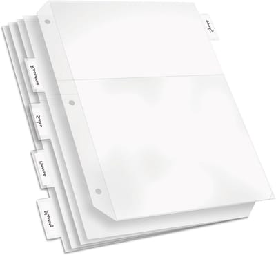 Ringband Verdelers - Index Tabbladen - Documenten Organiseren - Scheurvast Poly Materiaal - 8 1/2 x 11 Inch - Helder