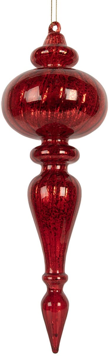 Clayre & Eef Kerstbal Overig Ø 9x28 cm Rood Glas Kerstballen
