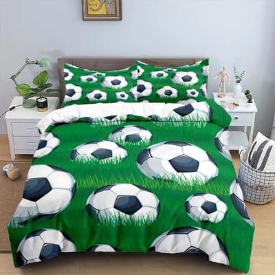 Ensemble de Literie 3D Cool Football Soccer Housse de Couette Taies d'Oreiller Couette Linge de Lit Décoration de Chambre Pour Garçons Cadeau Taille Twin Queen King 70x133cm