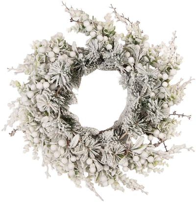 Clayre & Eef Kerstkrans Ø 50 cm Groen Wit Kunststof