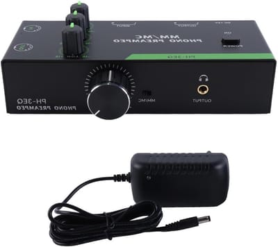 Phono Voorversterker - Platenspeler Versterker - Muziek Luisteren - 3-bands EQ Instelbaar - Compact - Metaal