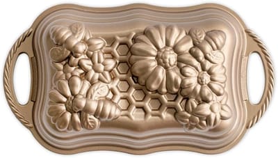 Honingraat broodpan - Bundt cakevorm - Brood en cake bakken - Gegoten aluminium ontwerp - 6 kopjes inhoud - Goud