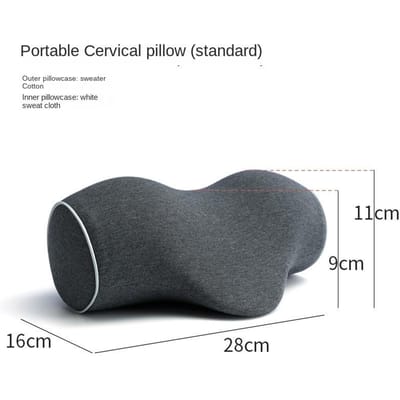 Kussen voor de cervicale wervelkolom Anti-boog Tractiekussen PU Memory Katoen Kussenkern Puur Katoenen Hoes Draagbaar Kussen voor de Cervicale Wervelkolom gray
