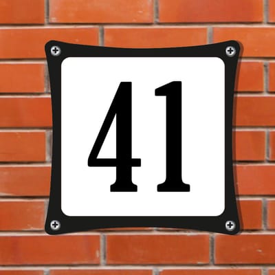 Decoporta Huisnummerbord Emaille-Look - Nummer 41 - Standaard - 10 x 10 cm | incl. schroeven