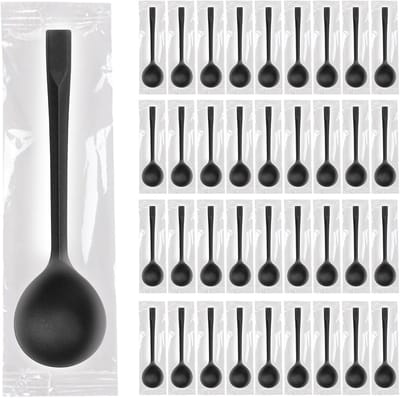 SnelShoppen - 100 Zwarte Herbruikbare Dessertlepels 15.5cm - Ideaal voor Pudding, Mousse, Feest, Camping, Keuken, Hoogwaardige Acryl Lepels