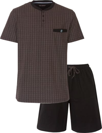 Paul Hopkins Heren Shortama - Pyjama Set - Geprint Dessin - Grijs - Maat S