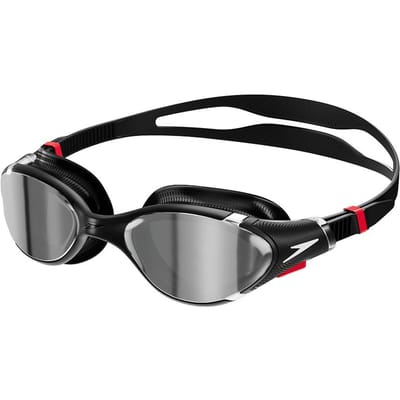 Speedo Uniseks 2.0 Spiegel Biofuse zwembril voor volwassenen (Zwart/Zilver)