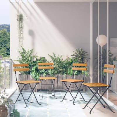 vidaXL - Opklapbare - bistrostoele - 4 - stuks - van - massief - acaciahout